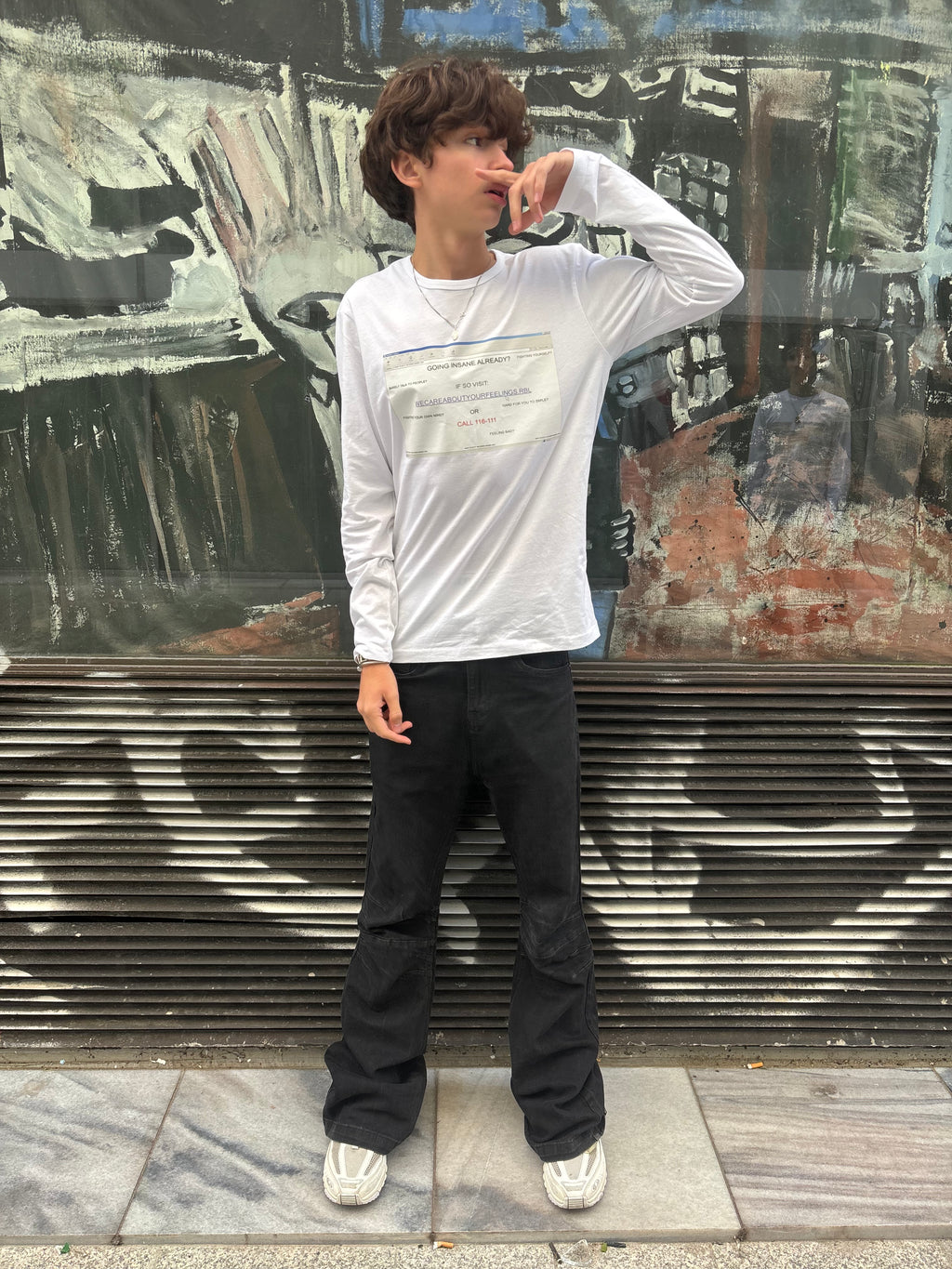 "Insanity" white longsleeve
